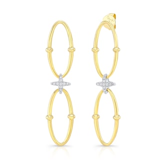 Uneek 18k Yellow and White Gold 0.15cttw Double Drop Earrings Uneek 18k Yellow and White Gold 0.15cttw Double Drop Earrings