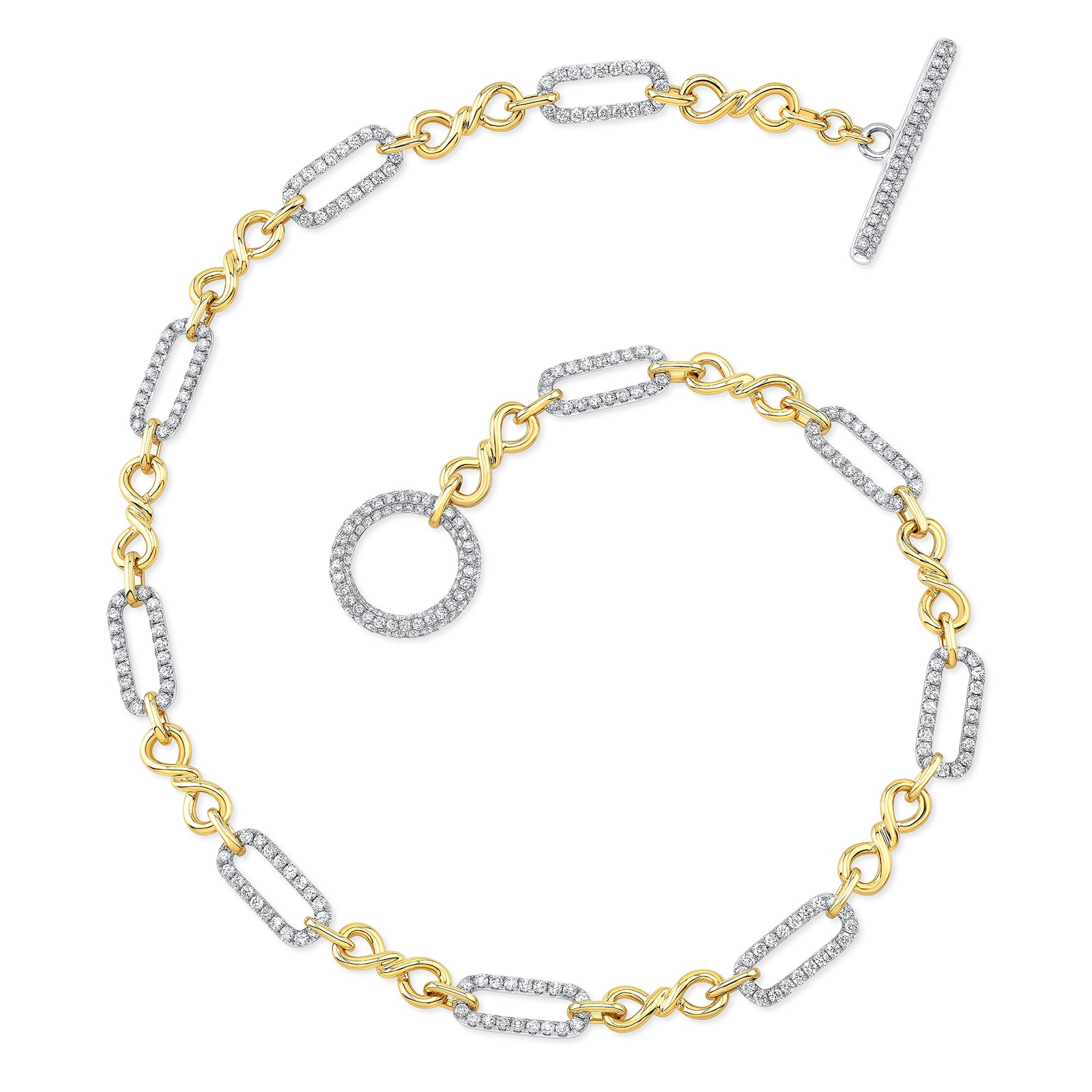 Uneek 18k Yellow and White Gold 6.69cttw Diamond Chain Necklace 16.5"