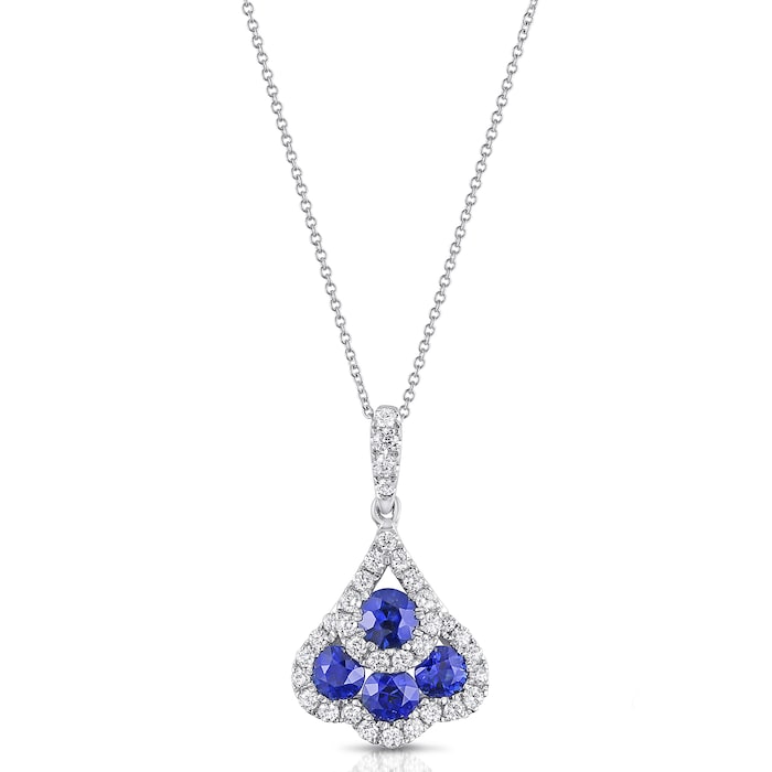 Uneek 18k White Gold 0.64cttw Sapphire and 0.24cttw Diamond Pendant