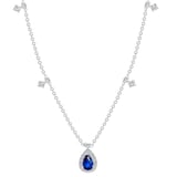 Uneek 18k White Gold 0.51cttw Pear Sapphire and 0.24cttw Diamond Station Necklace