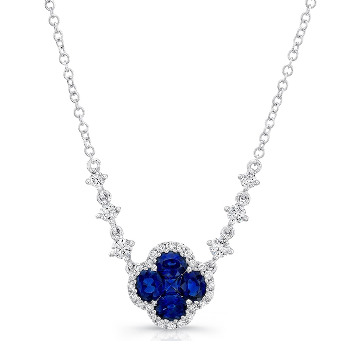 Uneek 14k White Gold 0.90cttw Mixed Sapphire and 0.35cttw Diamond Pendant