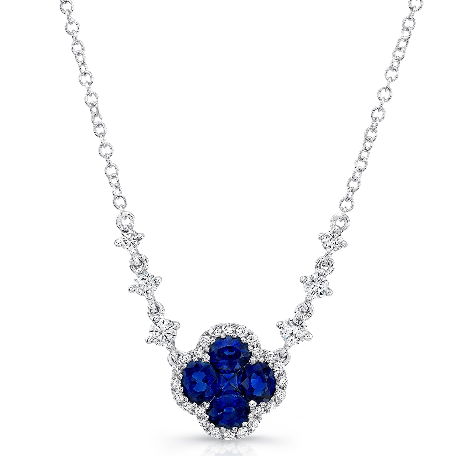 Uneek 14k White Gold 0.90cttw Mixed Sapphire and 0.35cttw Diamond Pendant