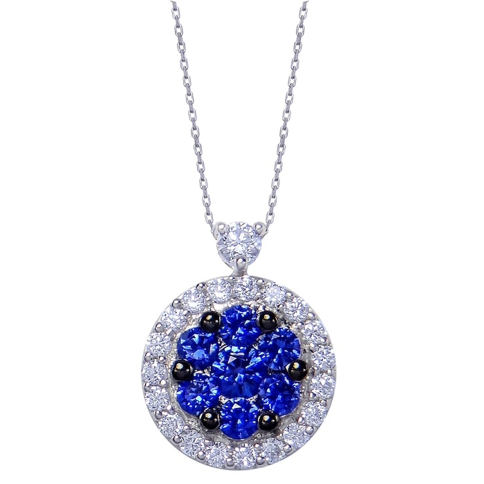 Uneek 14k White Gold 0.90cttw Sapphire and 0.35cttw Diamond Pendant