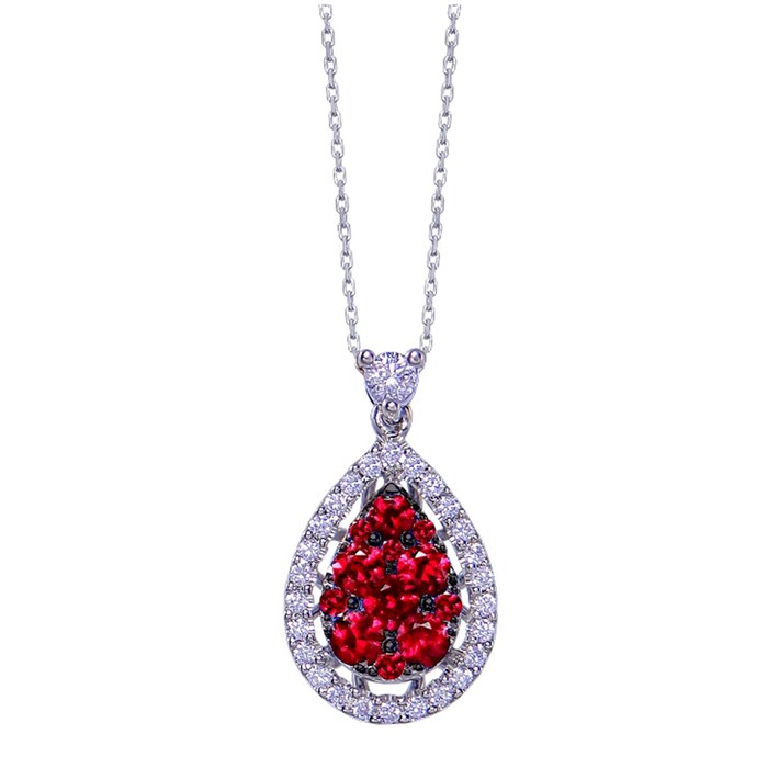 Uneek 14k White Gold 0.38cttw Ruby and 0.20cttw Diamond Pendant