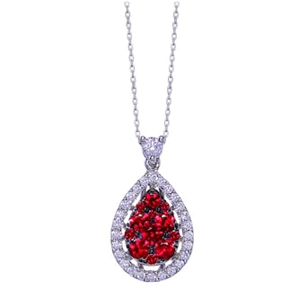 Uneek 14k White Gold 0.38cttw Ruby and 0.20cttw Diamond Pendant