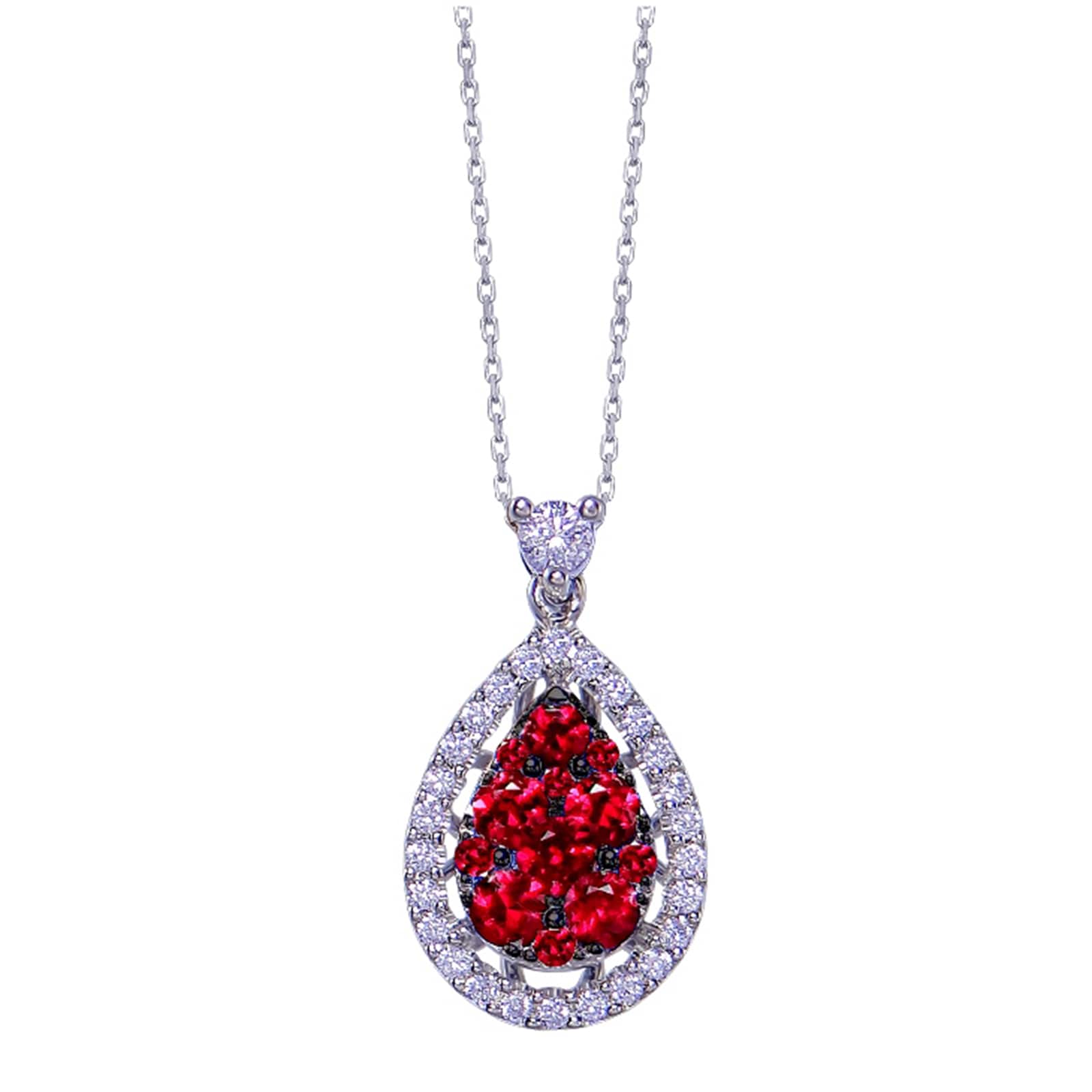 Uneek 14k White Gold 0.38cttw Ruby and 0.20cttw Diamond Pendant