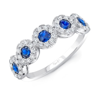 Uneek 14k White Gold 0.76cttw Sapphire and 0.48cttw Diamond Band - Size 6.5 Uneek 14k White Gold 0.76cttw Sapphire and 0.48cttw Diamond Band - Size 6.5