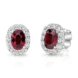 Uneek 18k White Gold 0.95cttw Oval Ruby and 0.44cttw Diamond Halo Stud Earrings