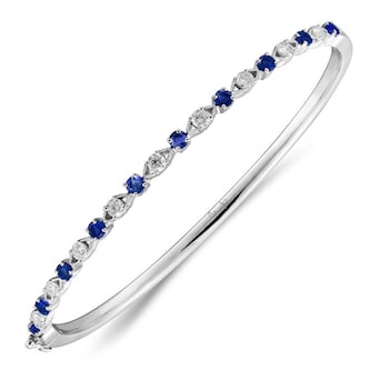 Uneek 18k White Gold 0.75cttw Sapphire and 0.57cttw Diamond Bangle