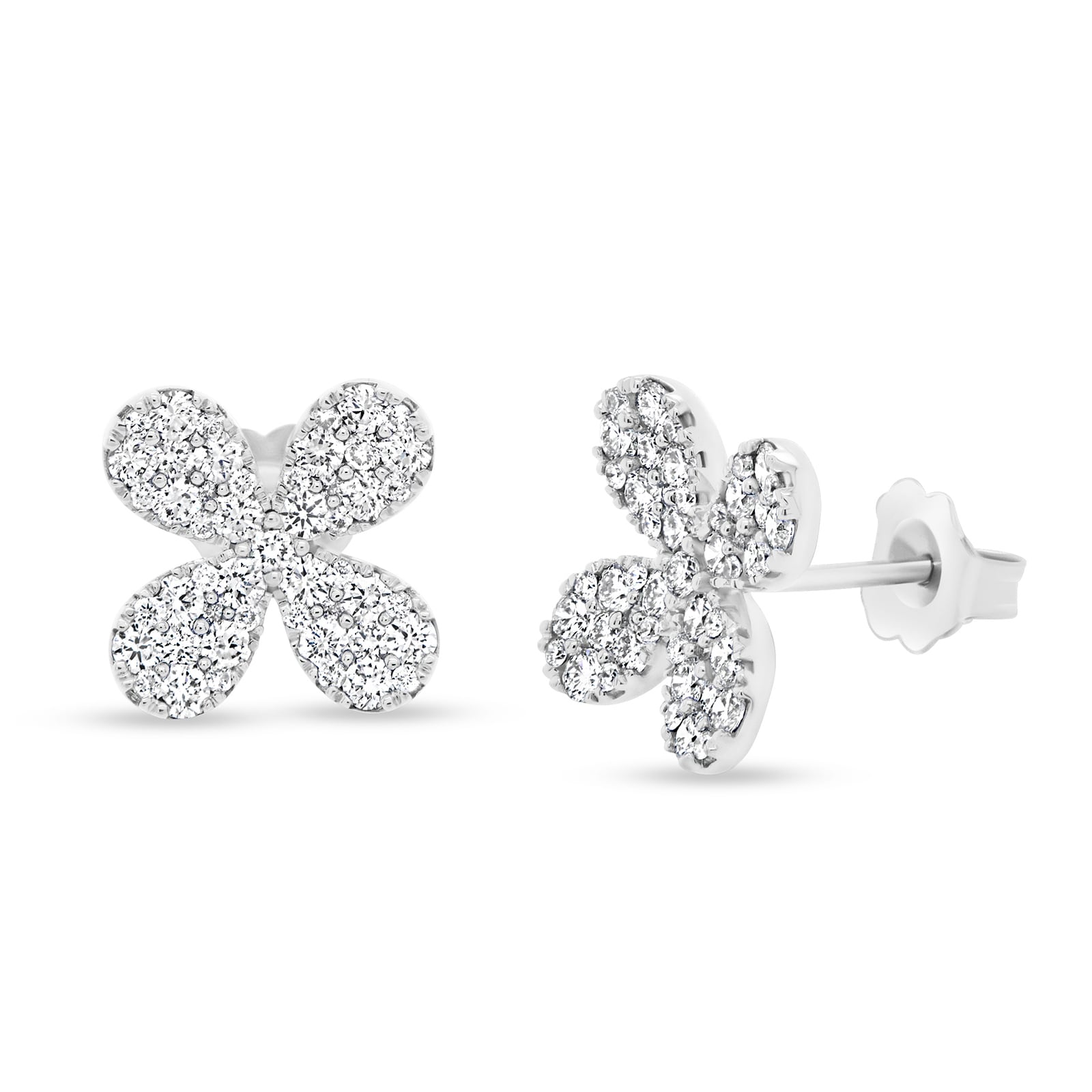 Uneek 14k White Gold 1.01cttw Diamond Flower Stud Earrings Uneek 14k White Gold 1.01cttw Diamond Flower Stud Earrings