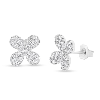 Uneek 14k White Gold 1.01cttw Diamond Flower Stud Earrings Uneek 14k White Gold 1.01cttw Diamond Flower Stud Earrings