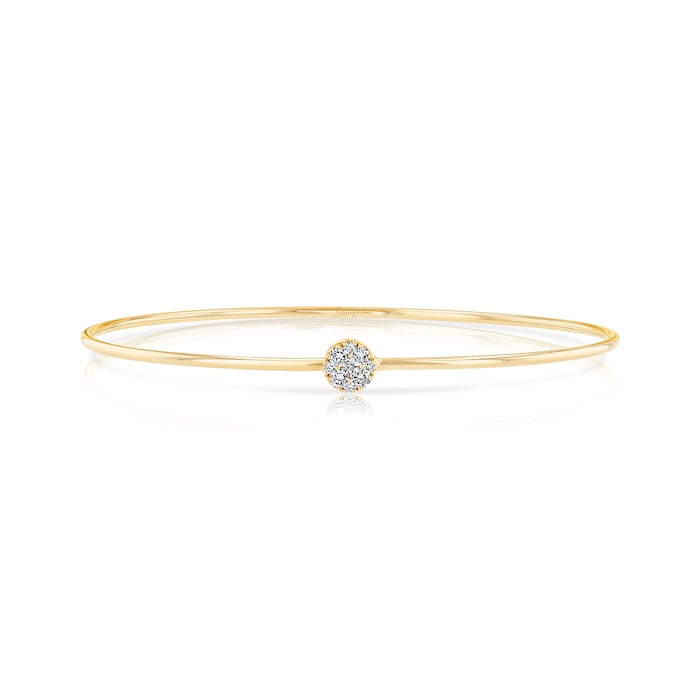 Uneek 14k Yellow Gold 0.20cttw Diamond Cluster Bangle