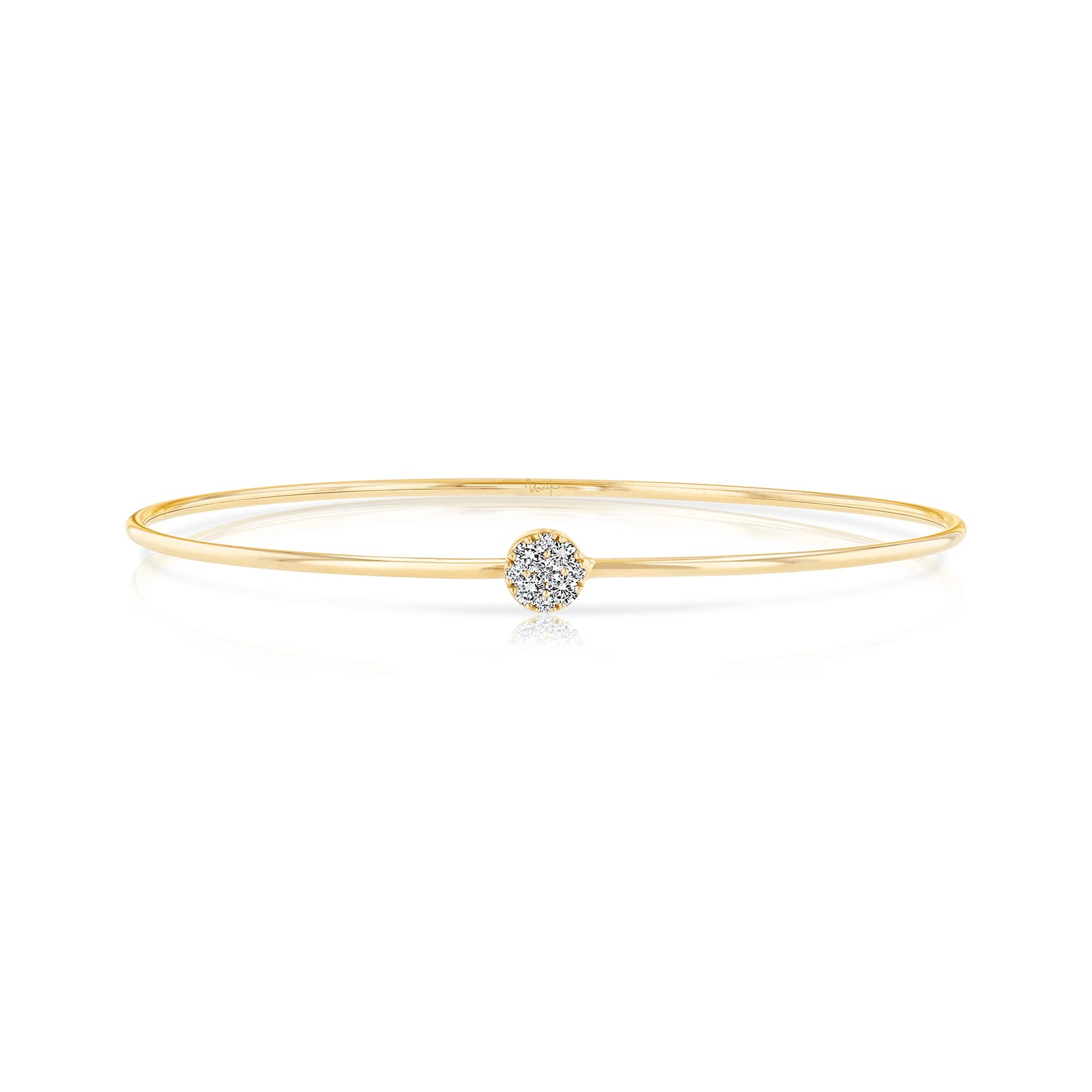 Uneek 14k Yellow Gold 0.20cttw Diamond Cluster Bangle