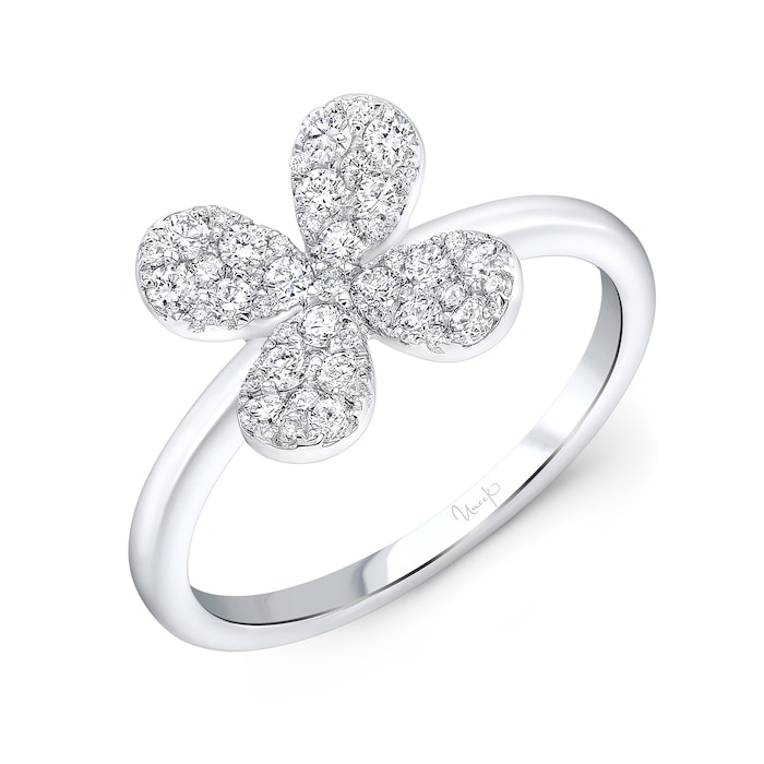 Uneek 14k White Gold 0.50cttw Diamond Flower Fashion Ring Size 6.5