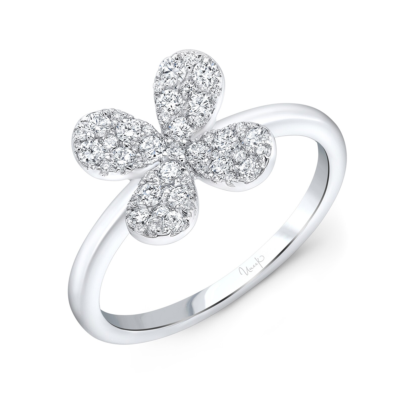 Uneek 14k White Gold 0.50cttw Diamond Flower Fashion Ring Size 6.5
