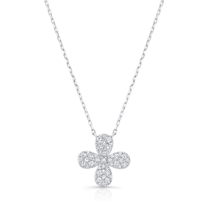 Uneek 14k White Gold 0.51cttw Diamond Flower Pendant 18"