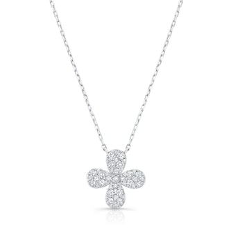 Uneek 14k White Gold 0.51cttw Diamond Flower Pendant 18" Uneek 14k White Gold 0.51cttw Diamond Flower Pendant 18"