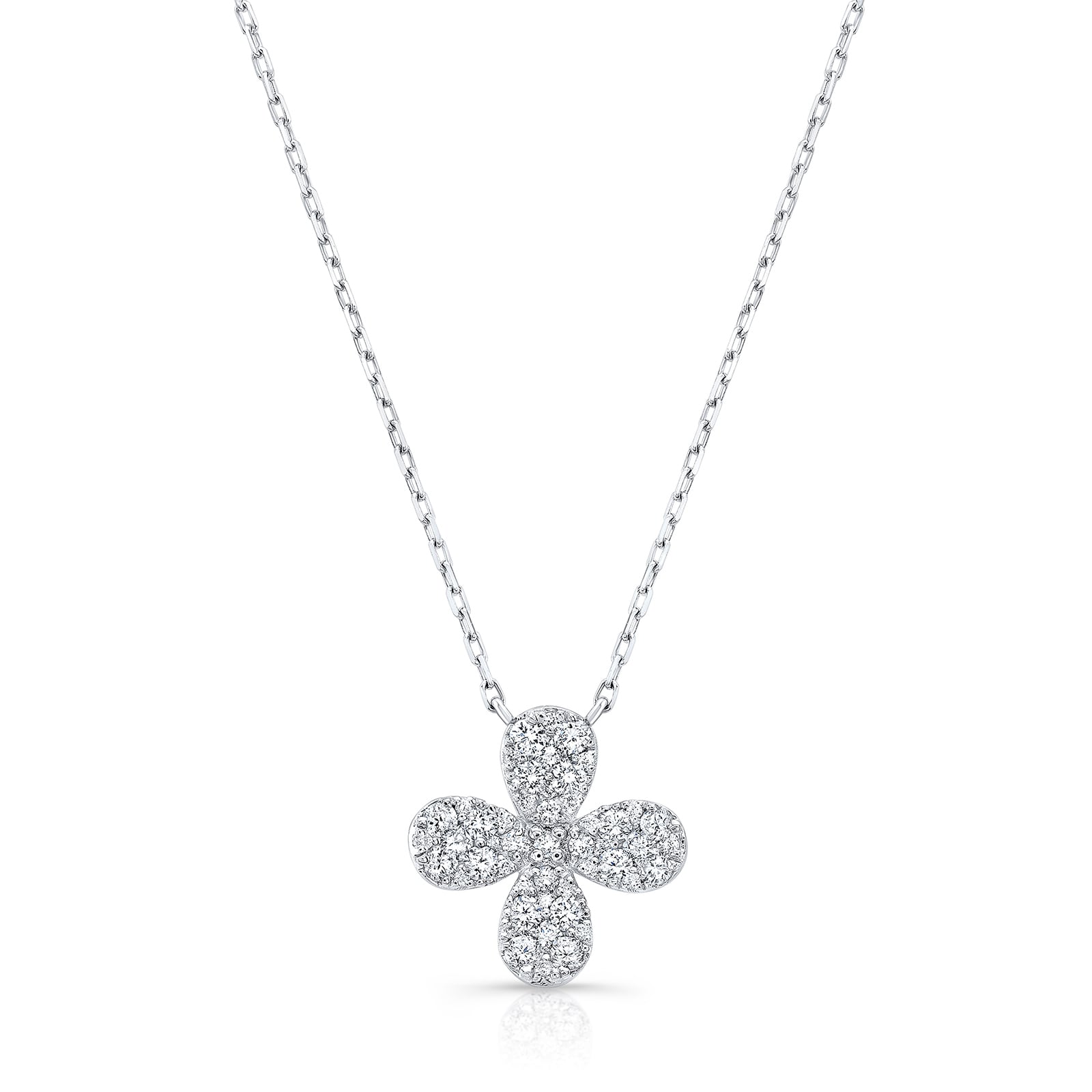Uneek 14k White Gold 0.51cttw Diamond Flower Pendant 18"