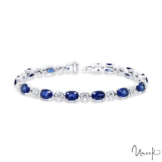 Uneek 18k White Gold 13.28cttw Oval Sapphire and 2.85cttw Diamond Bracelet Uneek 18k White Gold 13.28cttw Oval Sapphire and 2.85cttw Diamond Bracelet