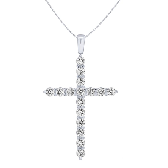 Uneek 18k White Gold 1.50cttw Diamond Cross Pendant