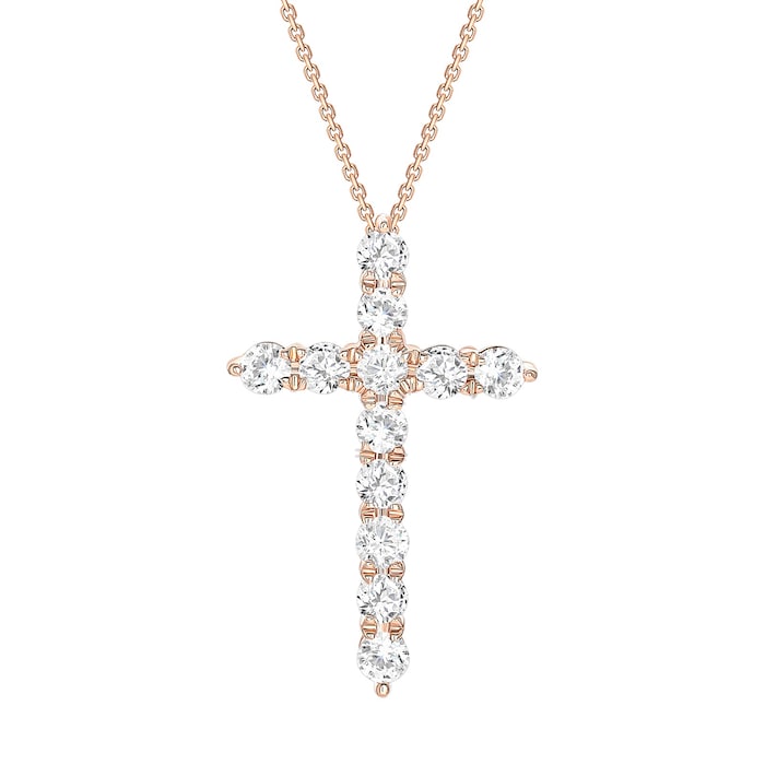 Uneek 18k Rose Gold 1.00cttw Diamond Cross Necklace 16"