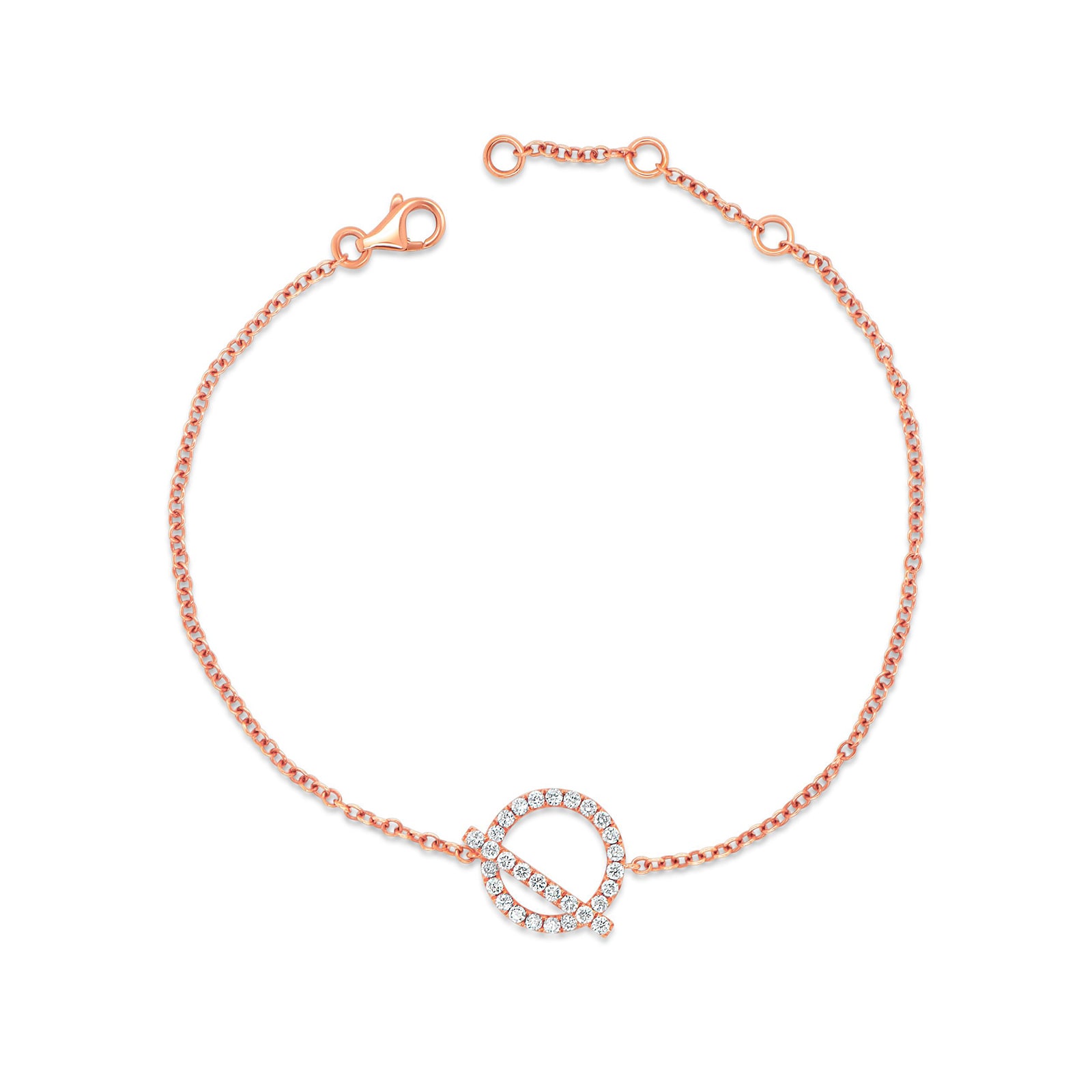 Uneek 18k Rose Gold 0.35cttw Diamond Gatsby Charm Bracelet Uneek 18k Rose Gold 0.35cttw Diamond Gatsby Charm Bracelet