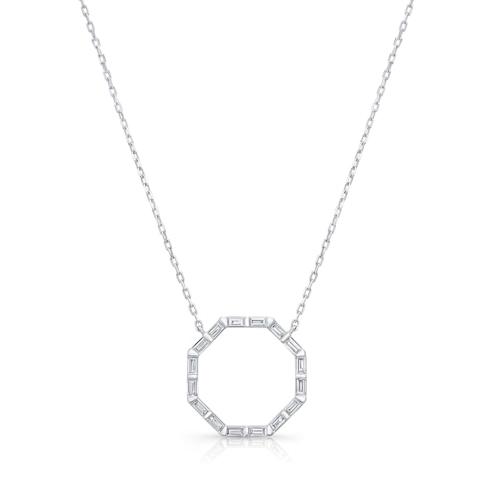 Uneek 18k White Gold 0.31cttw Baguette Cut Diamond Fashion Necklace 18"