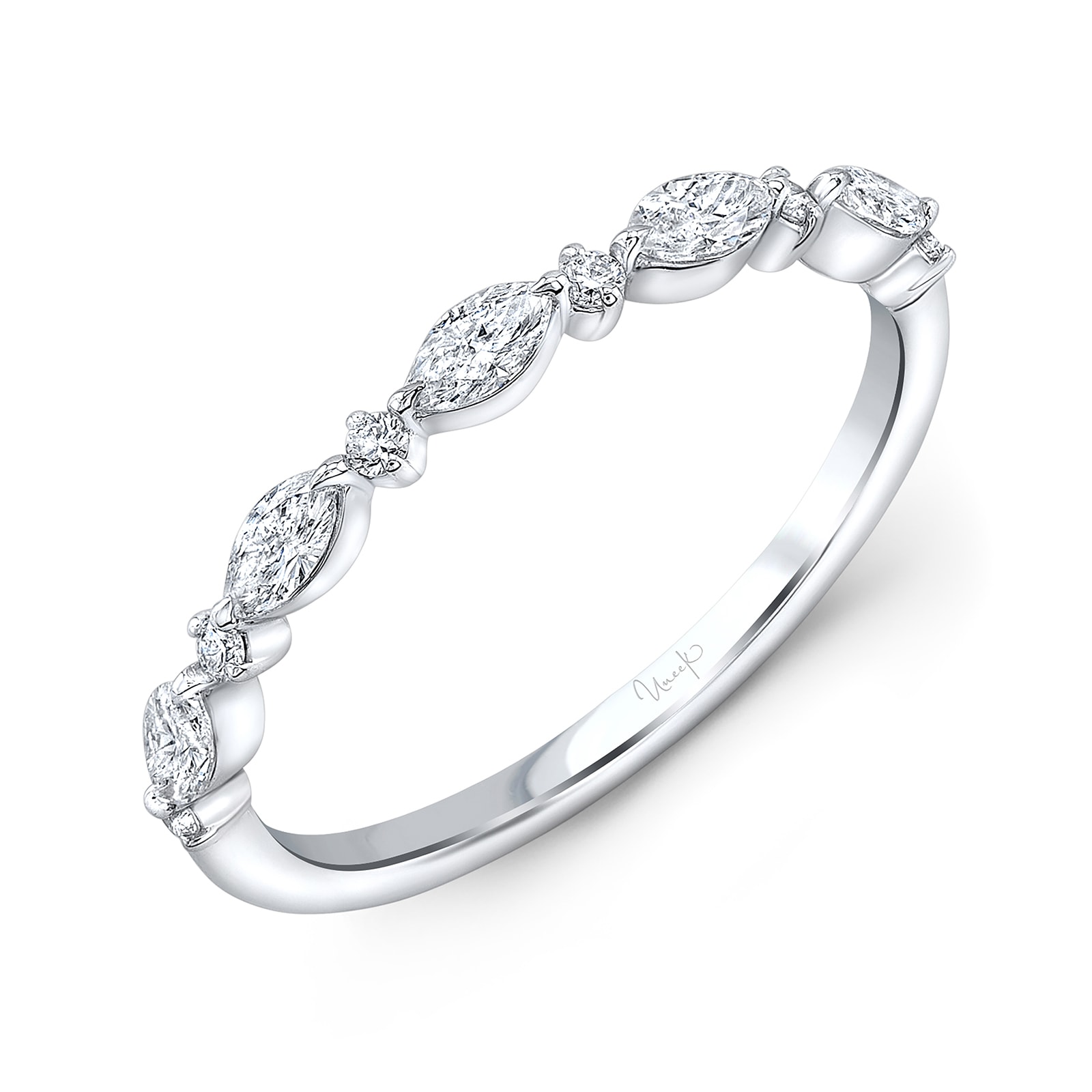 Uneek 18k White Gold 0.35cttw Mixed Cut Diamond Band Size 6.5