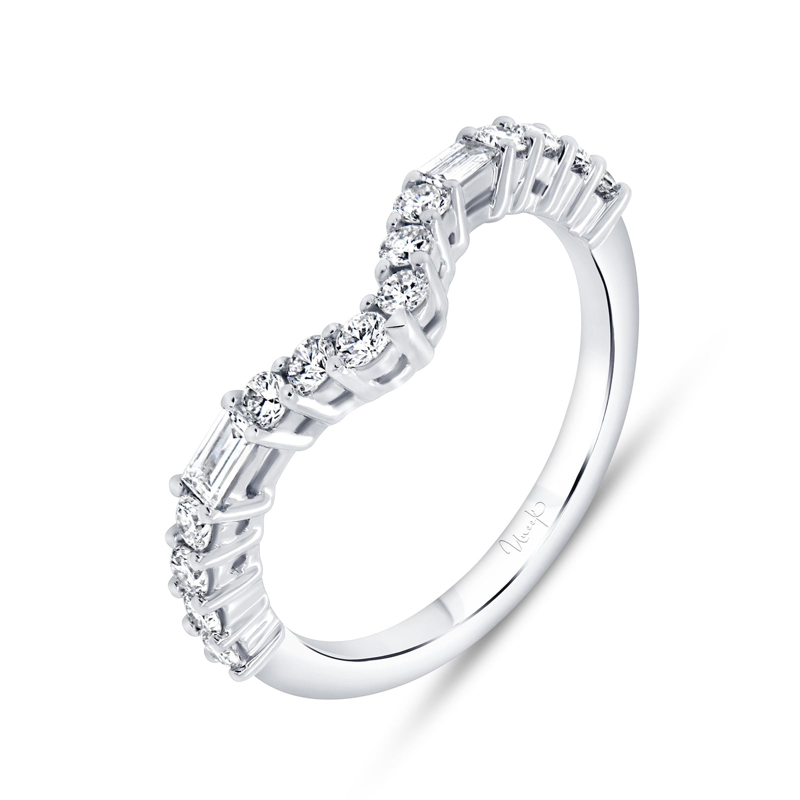 Uneek 18k White Gold 0.31cttw Mixed Cut Diamond Band Size6.5