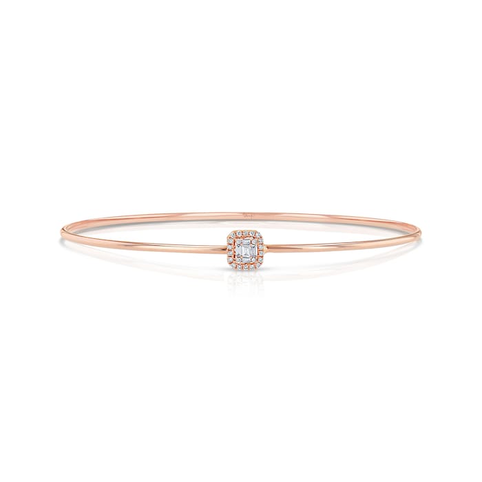 Uneek 18k Rose Gold 0.12cttw Mixed Cut Diamond Bangle 50x60mm