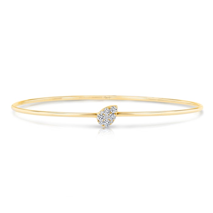 Uneek 18k Yellow Gold 0.25cttw Teardrop Cluster Diamond Skinny Bangle