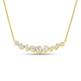 Uneek 18k Yellow Gold 0.76cttw Mixed Cut Diamond Bar Necklace 18"