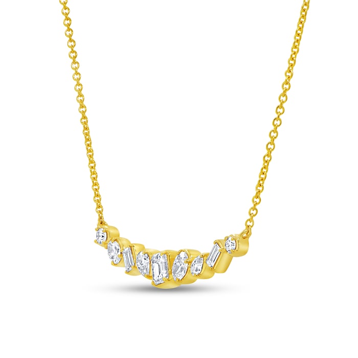 Uneek 18k Yellow Gold 0.76cttw Mixed Cut Diamond Bar Necklace 18"