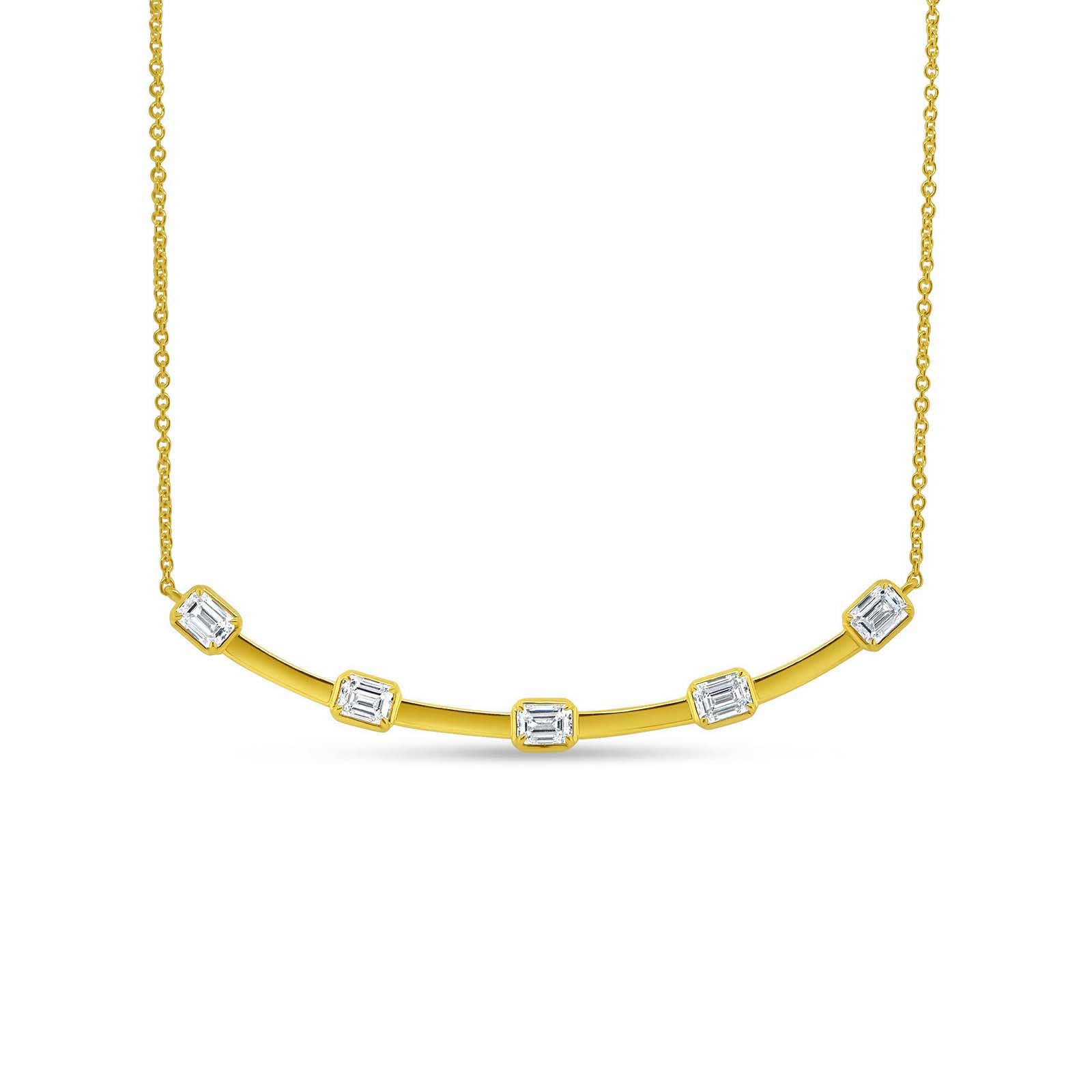 18k Yellow Gold 1.23cttw Emerald Cut Diamond Necklace 18