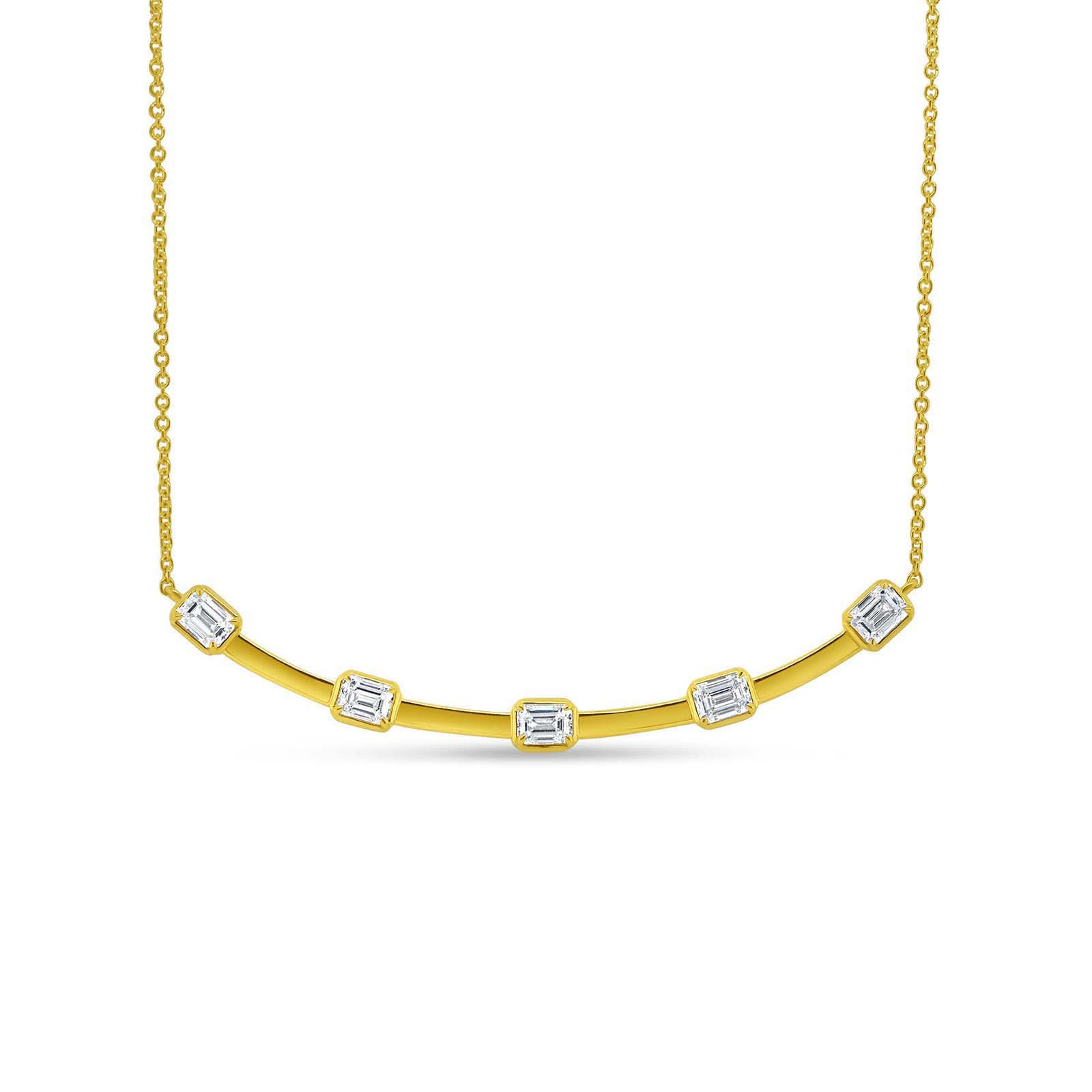 Uneek 18k Yellow Gold 1.23cttw Emerald Cut Diamond Necklace 18"