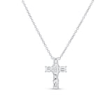Uneek 18k White Gold 1.23cttw Emerald Cut Diamond Small Cross Pendant 18"