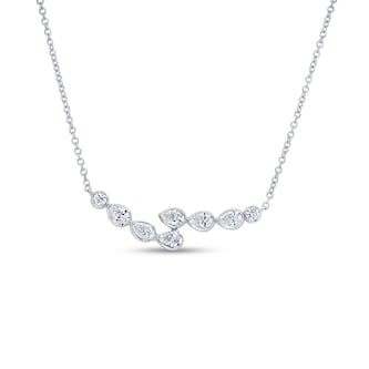 Uneek 18k White Gold 0.74cttw Mixed Cut Diamond Bypass Bar Necklace 18" Uneek 18k White Gold 0.74cttw Mixed Cut Diamond Bypass Bar Necklace 18"