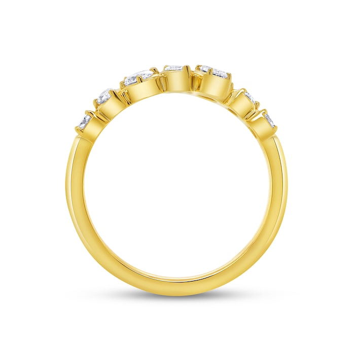 Uneek 18k Yellow Gold 0.62cttw Mixed Cut Diamond Bypass Ring Size 6.5