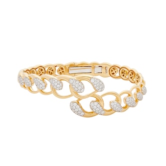 Uneek 18k Yellow and White Gold Exclusive 1.38cttw Diamond Bypass Link Bangle Uneek 18k Yellow and White Gold Exclusive 1.38cttw Diamond Bypass Link Bangle