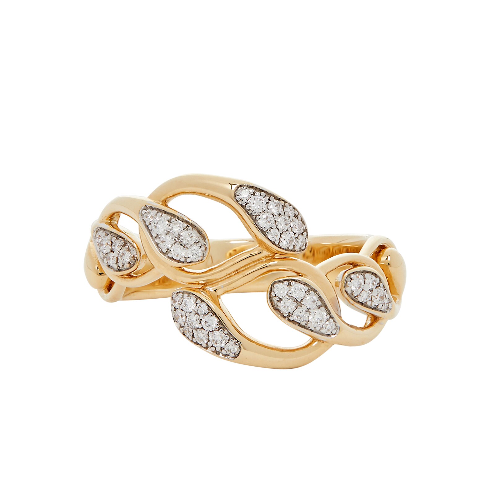 Uneek 18K Yellow & White Gold Exclusive 0.19ctw Diamond Bypass Link Ring - Size 6.5