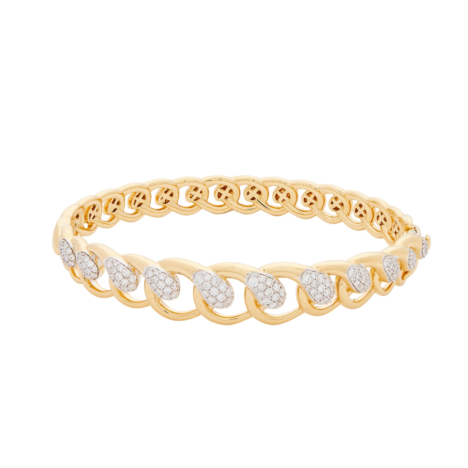 Uneek 18k Yellow and White Gold Exclusive 1.17cttw Diamond Bypass Link Bangle Uneek 18k Yellow and White Gold Exclusive 1.17cttw Diamond Bypass Link Bangle