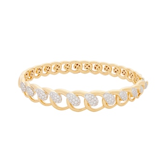 Uneek 18k Yellow and White Gold Exclusive 1.17cttw Diamond Bypass Link Bangle Uneek 18k Yellow and White Gold Exclusive 1.17cttw Diamond Bypass Link Bangle