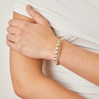 Uneek 18k Yellow and White Gold Exclusive 1.17cttw Diamond Bypass Link Bangle Uneek 18k Yellow and White Gold Exclusive 1.17cttw Diamond Bypass Link Bangle