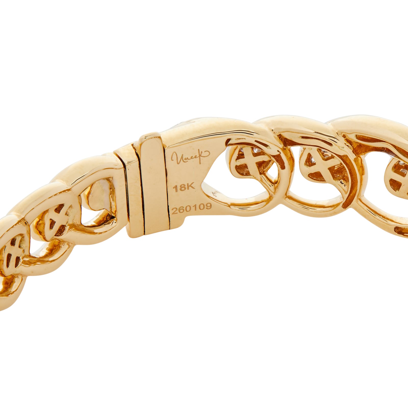 Uneek 18k Yellow and White Gold Exclusive 1.17cttw Diamond Bypass Link Bangle