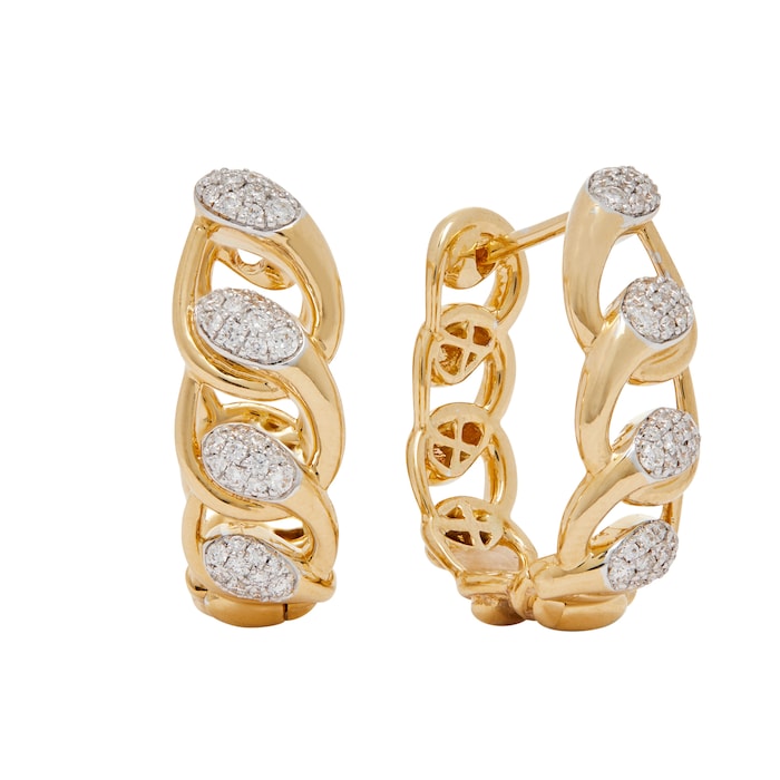 Uneek 18k Yellow and White Gold Exclusive 0.38cttw Diamond Link Hoop Earrings