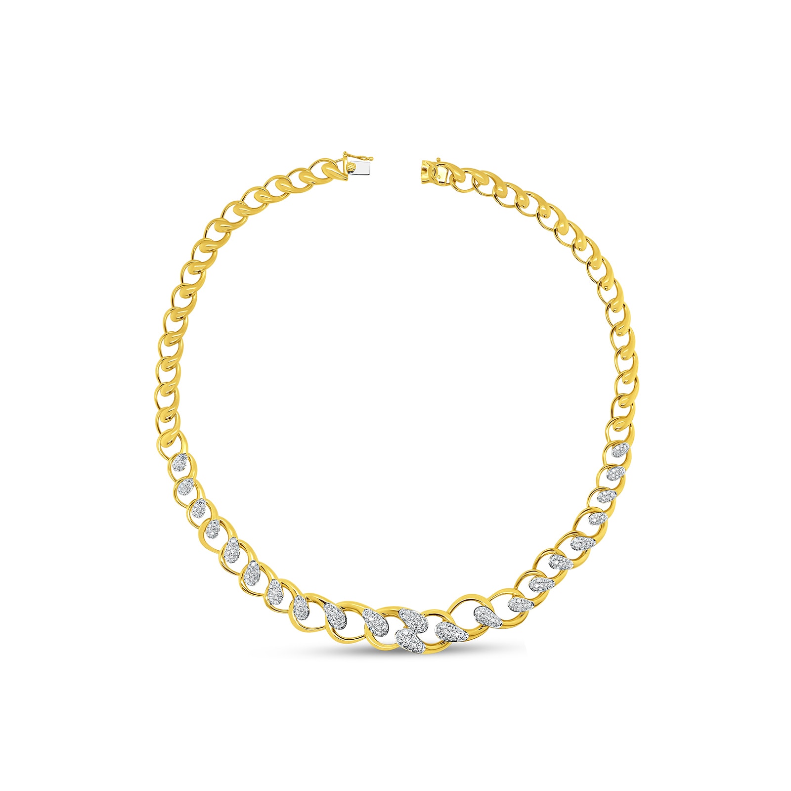 Uneek 18k Yellow and White Gold Exclusive 1.99cttw Diamond Bypass Link Necklace 17"