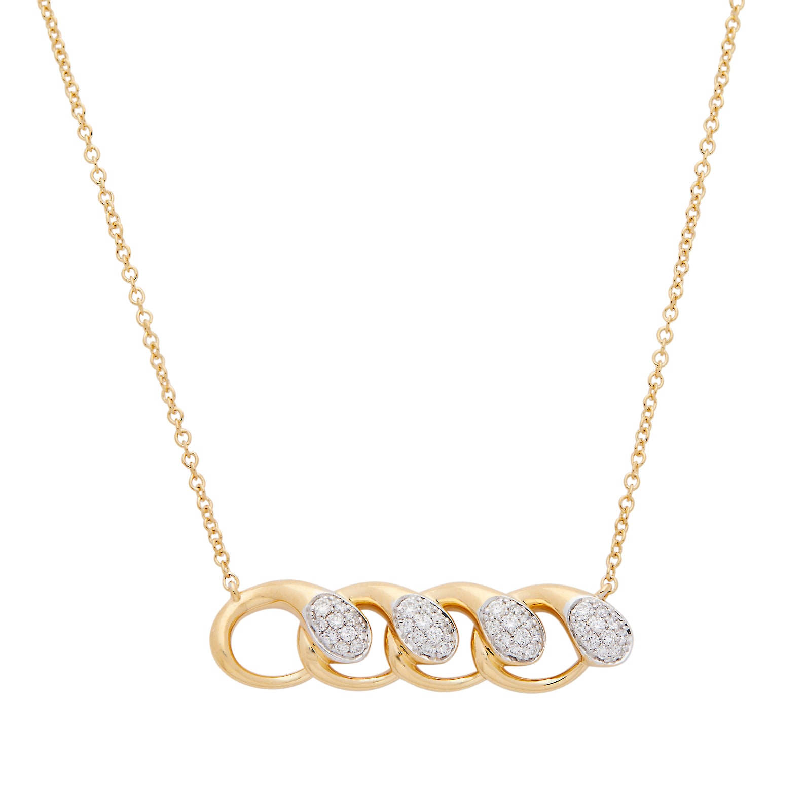 Uneek 18k Yellow and White Gold Exclusive 0.26cttw Diamond Bypass Link Bar Necklace 17" Uneek 18k Yellow and White Gold Exclusive 0.26cttw Diamond Bypass Link Bar Necklace 17"