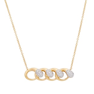 Uneek 18k Yellow and White Gold Exclusive 0.26cttw Diamond Bypass Link Bar Necklace 17"