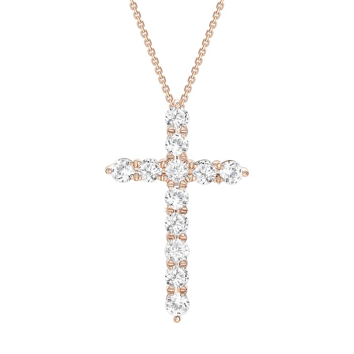 Uneek 18K Rose Gold 0.98cttw Diamond Cross Pendant