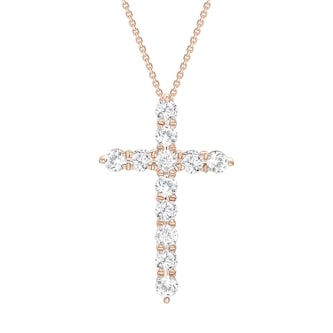 Uneek 18K Rose Gold 0.98cttw Diamond Cross Pendant Uneek 18K Rose Gold 0.98cttw Diamond Cross Pendant